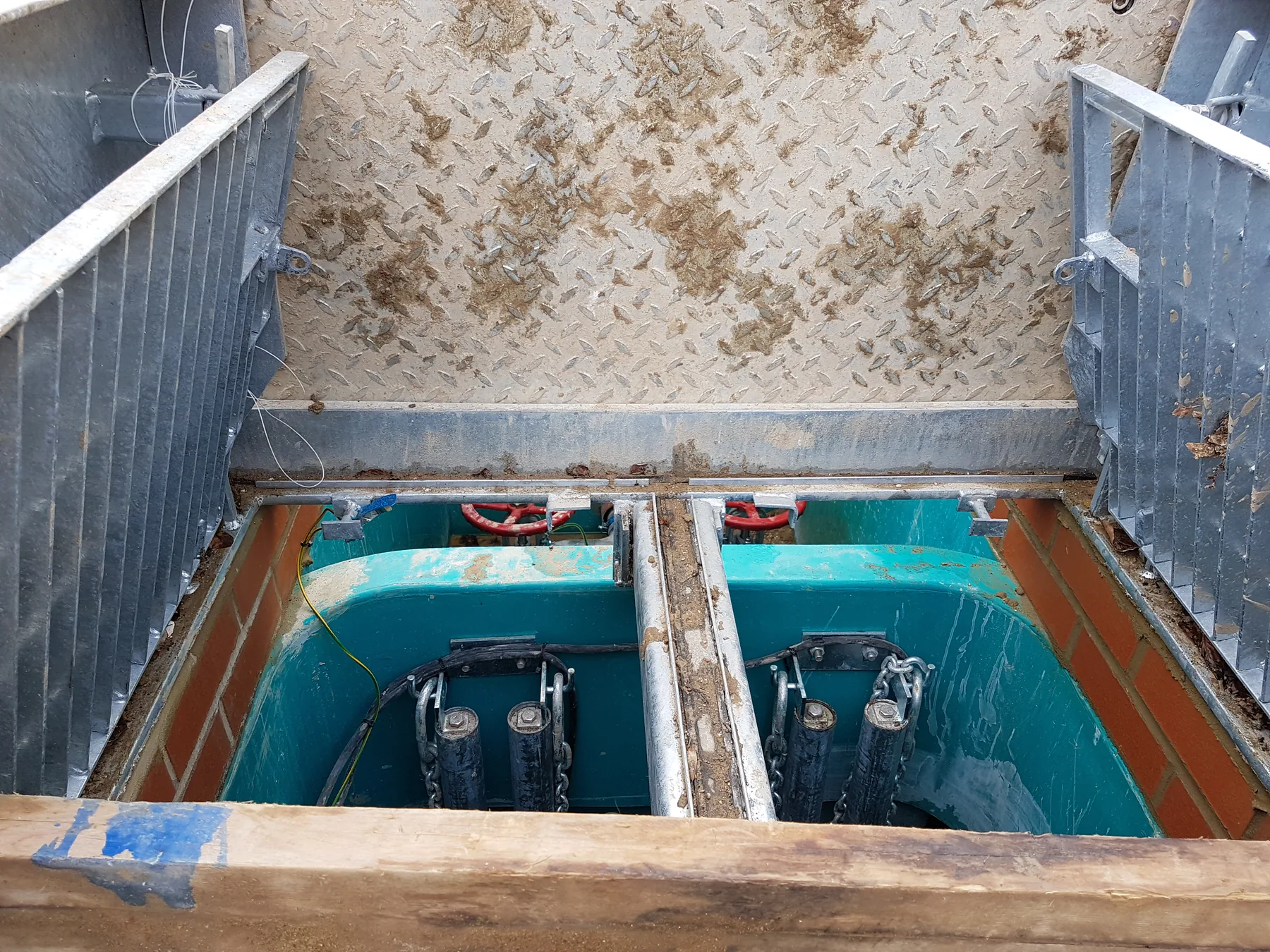 Duty and standby pumps installed in a Hampshire pump station wet well
