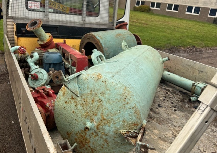 Old pumps, motors and a green tank removed from a pump chamber in Havant