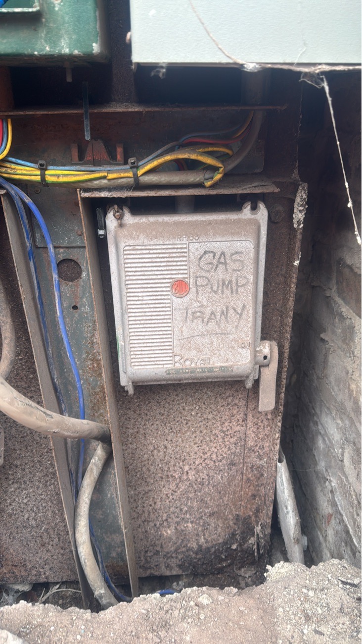 Existing pump switchgear retained beside the new control installation near Reading