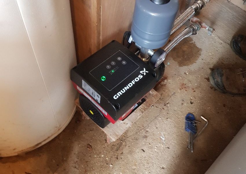 Grundfos CMBE booster pump with pressure vessel fitted at a property near Guildford