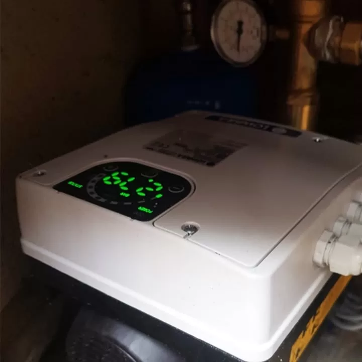 Lowara booster pump control panel with green display