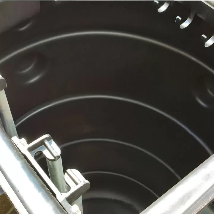 Internal view of the pump chamber showing guide rail brackets